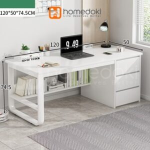 Homedoki Meja Kantor / Meja Komputer / Meja Kerja Minimalis / 120cm Meja Belajar / Meja Kantor Dengan Laci