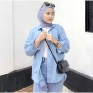 Kemeja Wanita Basic Olivia shirt Bahan Katun Premium Ld 105cm Dan 115cm Kemeja Wanita Terlaris