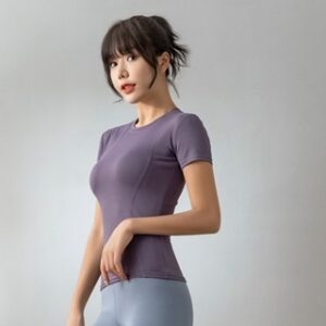 Kaos Pendek Lengan Sportwear Wanita Untuk Yoga Menjalankan Gym Fitness