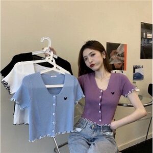 Gavinda Crop Premium Dropneedle | Top Butterfly Wanita | Atasan Crop Top Wanita