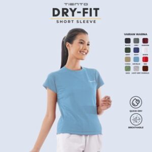Tiento Kaos Running Dry Fit Baju Olahraga Lari Wanita Gym Pakaian Sport Lengan Pendek