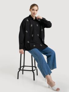 SLIMAH – Cotton Orchid Top Kemeja Oversized Bordir Wanita