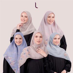 Elzatta Jilbab Segi Empat Scarf Polycotton Motif Premium Obelia Series
