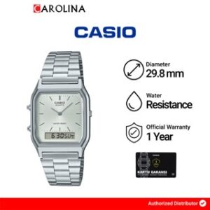 Jam Tangan Unisex Casio General AQ-230A-7AMQY Digital Analog Dial Stainless Steel Band