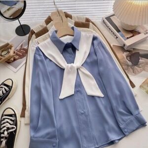 Vallina Outfit – Sailor Top Atasan Blouse Shirt Kemeja Remaja Wanita Korean Style Kekinian