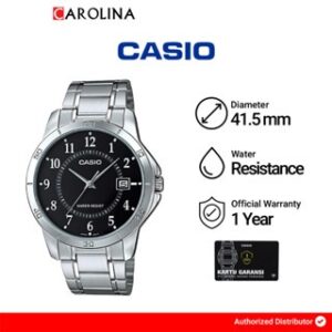 Jam Tangan Pria Casio General MTP-V004D-1B Black Dial Stainless Steel Band
