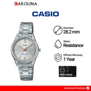 Jam Tangan Wanita Casio General LTP-V005D-7B2 Analog Silver Dial Stainless Steel Band