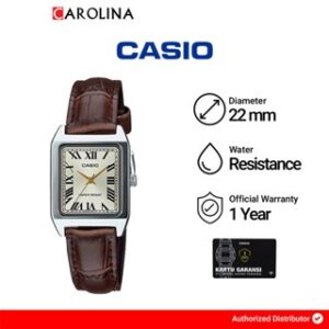 Jam Tangan Wanita Casio General LTP-V007L-9B Tank Beige Dial Brown Leather Band