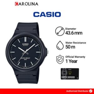 Jam Tangan Pria Casio General MW-240-1E Black Dial Black Rubber Band
