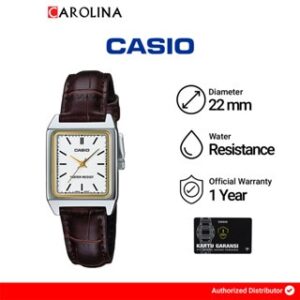 Jam Tangan Wanita Casio General LTP-V007L-7E2 Tank Silver Dial Brown Leather Band