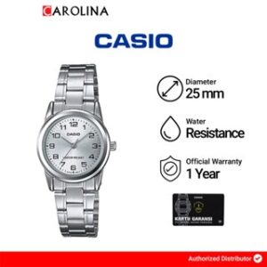 Jam Tangan Wanita Casio General LTP-V001D-7B Silver Dial Stainless Steel Band