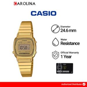 Jam Tangan Wanita Casio General LA670WGA-9D Vintage Digital Dial Gold Stainless Steel Band
