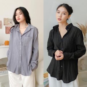 DEEPA Luna Shirt – Kemeja Wanita Basic Lady Crush Oversize – Kemeja Polos Baby Crush Jumbo – Atasan Kemeja Viral