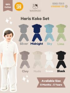 Nadokido Haris Koko Set / Baju Kemeja Kemko Setelan Atasan Muslim Lebaran Anak Bayi Laki-Laki