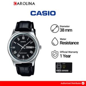 Jam Tangan Pria Casio General MTP-V006L-1B Black Dial Black Leather Band