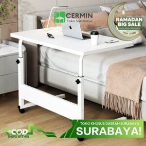 Pengiriman Dari Surabaya---Meja Samping Tempat Tidur Meja Laptop Portable Meja Belajar Adjustable Meja Kerja Dengan Roda