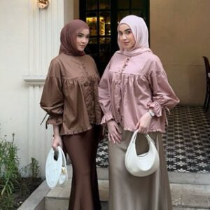 NIONY – YELLOWFACY || (Kode 627) Baju Wanita Panjang Katun Poplin Ruffle Blouse M XL