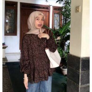 Blouse Wanita Kasual Jumbo Korean Style Elegan Modis Kekinian Terbaru 2025 Motif Onella Kamalin