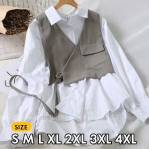 Luna Kemeja Rompi Blouse  Vest  Big Size Ukuran Size S M L XL 2XL 3XL 4XL XXL XXXL  XXXXL 2L 3L 4L 5L  Atasan Blouse Wanita Jumbo Atasan Big Size Kemeja Kerja Korea Over Size Top