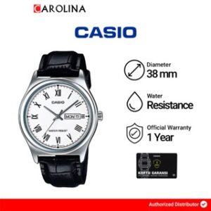 Jam Tangan Pria Casio General MTP-V006L-7B White Dial Black Leather Band