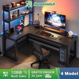 Damaindah Meja Komputer Shaped L Serat Karbon / Meja Komputer Minimalis / Meja Gaming / Meja Kantor / Meja Laptop / Meja Kantor Serbaguna / Meja Kerja / L shaped Desk
