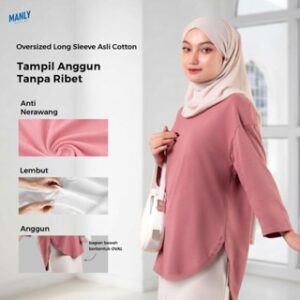 [ OVAL ] KAOS WANITA POLOS MODEL OVAL HIJAB FRIENDLY JUMBO LENGAN PANJANG BAWAHAN OVAL