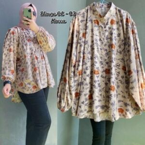 Blouse Kemeja Atasan Wanita Big Size LD 110 120 130 140 Super Jumbo Busui XL XXL 3XL 4XL Rayon Viscose Motif Rayon Twill