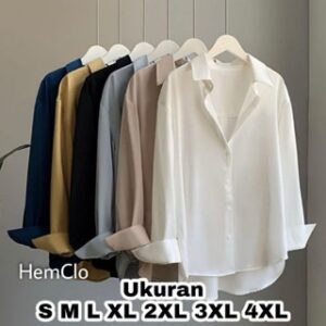 HemClo Kemeja Polos Wanita Ukuran M L XL XXL 3XL 4XL