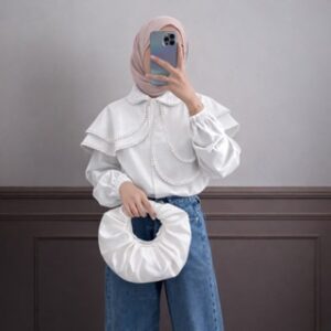 Vallina Outfit – Liana Top Atasan Vintage Wanita Muslim Matt Shakila Polos Basic OOTD Korean Style
