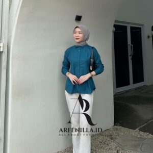 Difa top long slevee atasan wanita katun poplin
