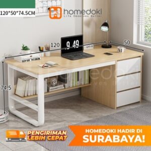Homedoki Surabaya- Meja Kantor / Meja Komputer / Meja Kerja Minimalis / 120cm Meja Belajar / Meja Kantor Dengan Laci