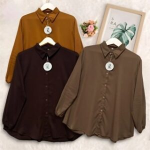 ZK KEMEJA WANITA OVERSIZE POLOS RAYON TWILL PREMIUM BASIC LENGAN PANJANG KEMEJA KANTORAN