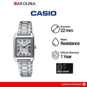 Jam Tangan Wanita Casio General LTP-V007D-7B Tank Silver Dial Stainless Steel Band