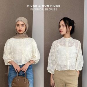 [FLORIDA]blouse atasan wanita lengan panjang motif bunga hijab friendly
