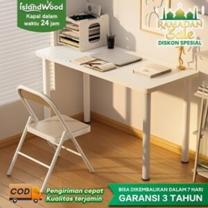 Meja Belajar Aesthetic Meja Kamar Tidur Putih 140CM Meja Kantor Besi Meja Kerja Meja Komputer