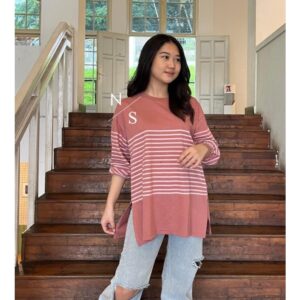 KAOS BLOUSE ATASAN WANITA SALUR KATUN COMBED 24S LENGAN BALON WITH HIGHSLIT