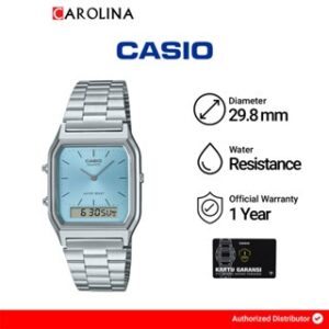 Jam Tangan Unisex Casio General AQ-230A-2A1MQY Digital Analog Dial Stainless Steel Band