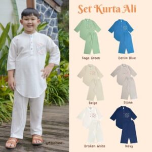 Yobebee Setelan Kurta Ali Anak Laki Laki Usia 2 3 4 6 8 10 12 Tahun Baju Muslim One Set Koko Eid Raya Series Couple Baju Lebaran Anak Cowok