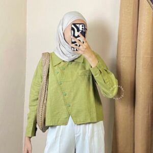 Kemeja Wanita Ivone Top Linen Atasan Crop Wanita