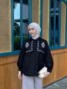 Mayoutfit Avynna Shirt | Kemeja Poplin Wanita Bordir Embroidery Floral