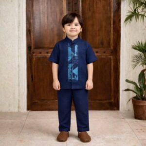 [HELLOMINI] 2-11T EID 2026 Abiyan Katun Premium Adem | Baju Koko Couple Ayah dan Anak Laki Laki Navy