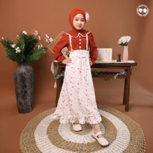 MARVES Zoya Gamis Baju Muslim Anak Perempuan Set Hijab Bahan Crinkle Usia 1 Hingga 14 Tahun