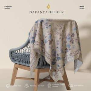 DAFANYA – Calliope Series Jilbab Motif Floral Kerudung Segi Empat Hijab Scarf bahan Voal Laser Cut