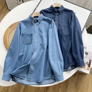 Forteid outfit korean style jaket denim oversize|kemeja wanita warna denim|jaket denim oversize