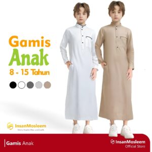 InsanMosleem – Gamis Jubah Anak Laki-Laki Koko gamis Anak 8-15 Tahun