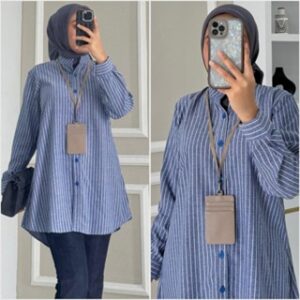 IRENA blouse Atasan Wanita muslim Blouse kerja kuliah salur Katun Poplin premium by ZALFA OUTFIT