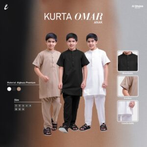 Alghaza Mubarak | Kurta Anak Lengan Pendek | Kurta Omar Anak