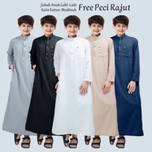 DELIFAZ – Jubah anak gamis anak laki-laki premium baju koko muslim fashion muslim hitam al haz