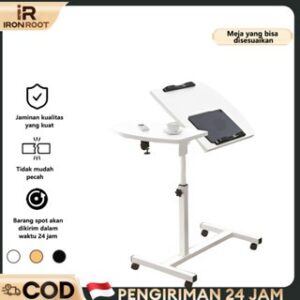IRONROOT Meja Laptop Meja Laptop Adjustable Portable Kerja Belajar Multifungsi Meja Belajar Portable dengan Roda