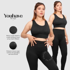 YouHave ( You’ve ) Setelan Set Pakaian Olahraga Baju Olahraga Atasan dan Bawahan Sport Bra dan Celana Senam Aerobik Zumba Yoga Gym Fitness Sportwear Set Wanita Perempuan Padel Paddle Y00003